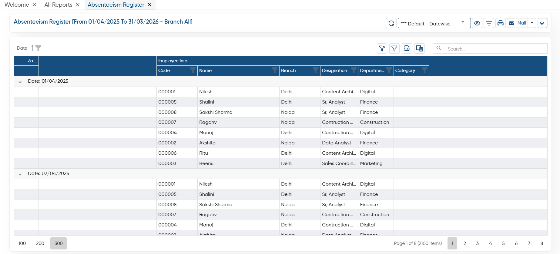 Absenteeism Register