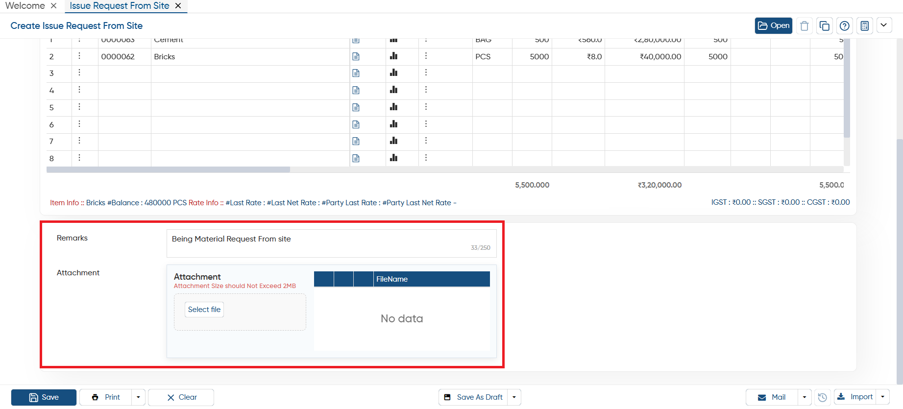 Issue Request Issue Request From Site