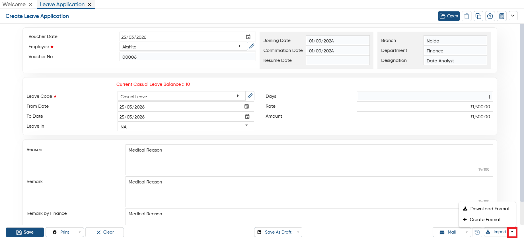 Leave Application Display Database Leave Application