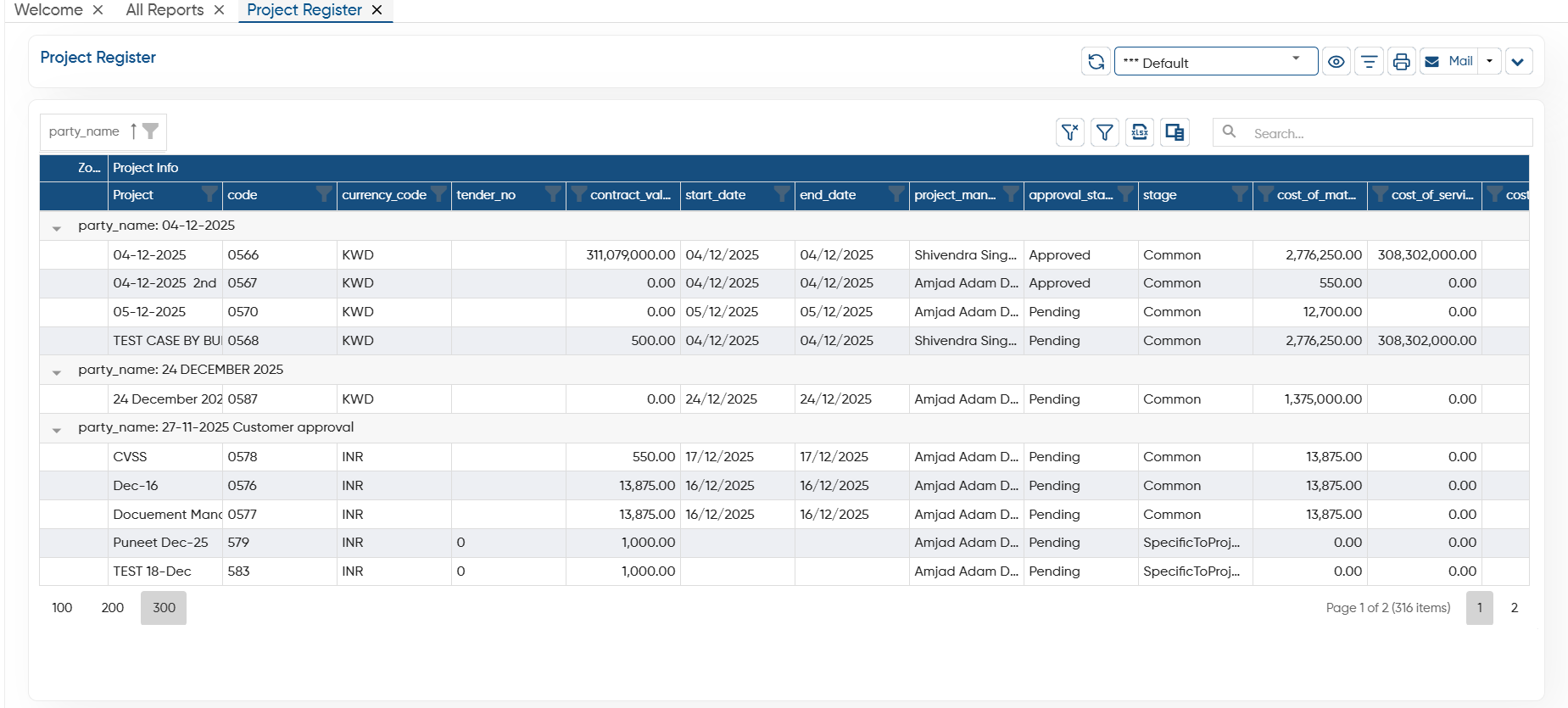 Project Register