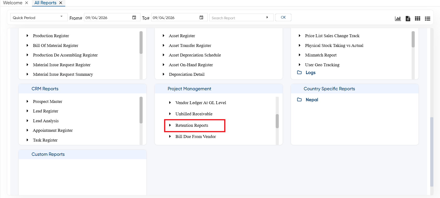 Retention Reports
