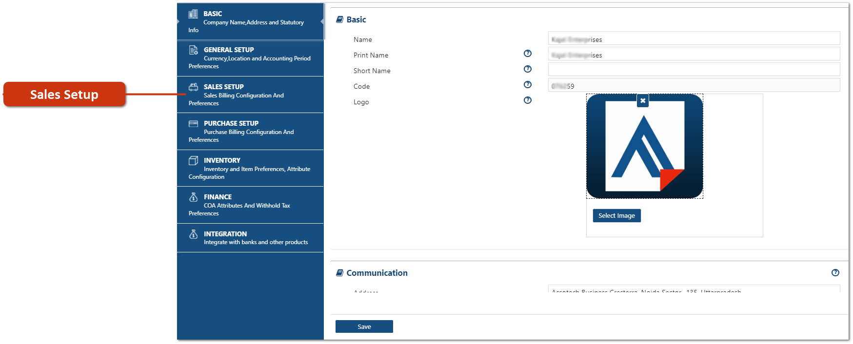 Sales Setup