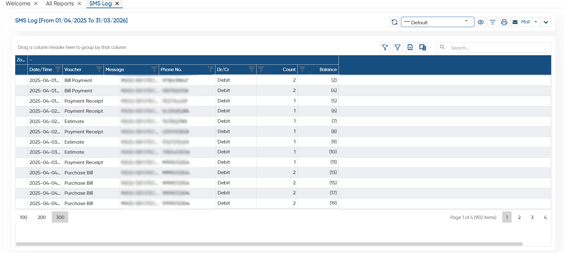 SMS Log