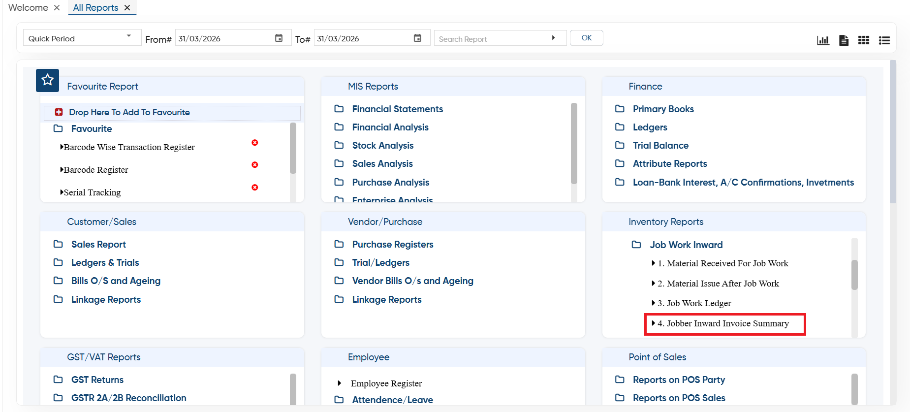Inward Invoices Example Jobber Inward Invoice Summary